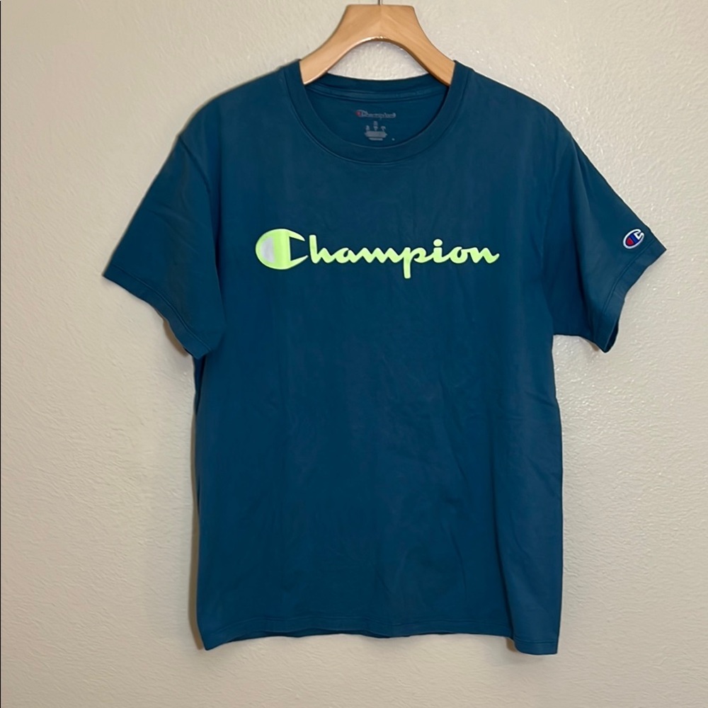 Champion Blue Cotton Athletic Short Sleeve T-Shirt